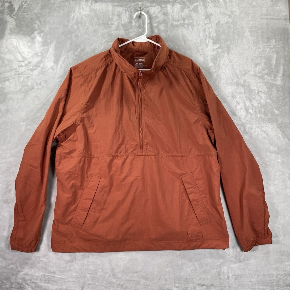 L.L. Bean Jacket Mens XXL Anorak 1/2 Zip Hooded Windbreaker Light Airy Pullover